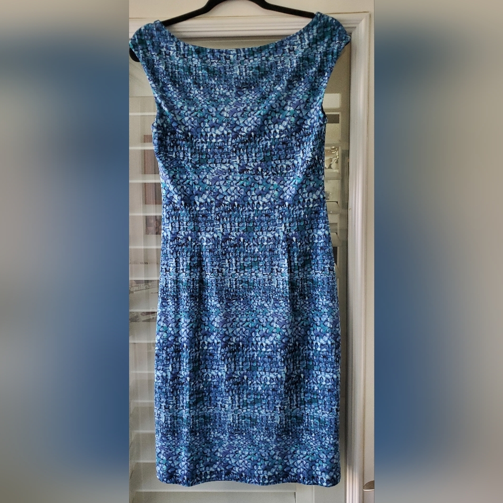 Connected Apparel Textured Blue Midi Dress - Picture 3 of 4